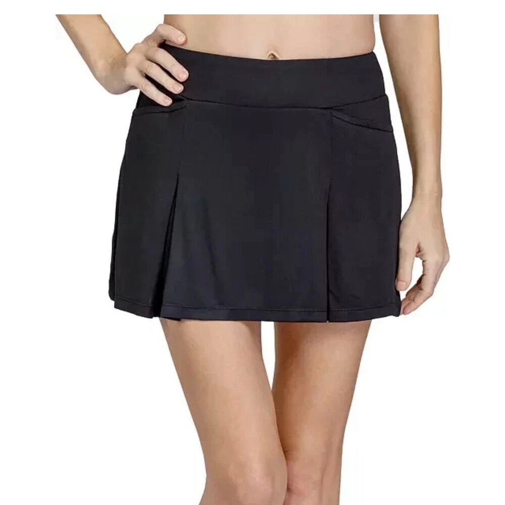 NWT Tail White Label Black Pleated Golf Skort UPF 50 Size L